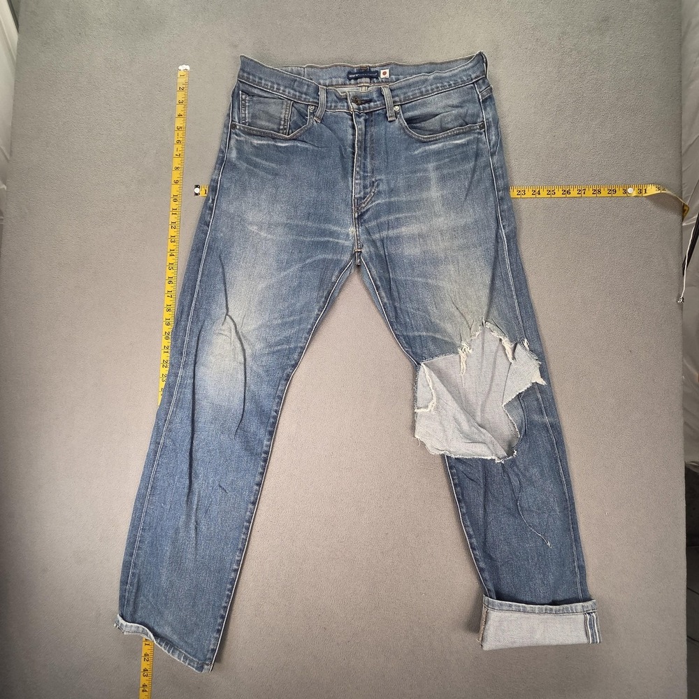 Levis 502 Jeans Mens Selvedge Tapered Made in Japan Thrashed Whiskers Fits 34x30